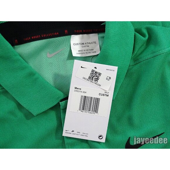 NIKE GOLF TIGER WOODS PIQUE POLO SHIRT CUSTOM ATHLETE EXCLUSIVE DR5314-324 GREEN - Picture 6 of 6